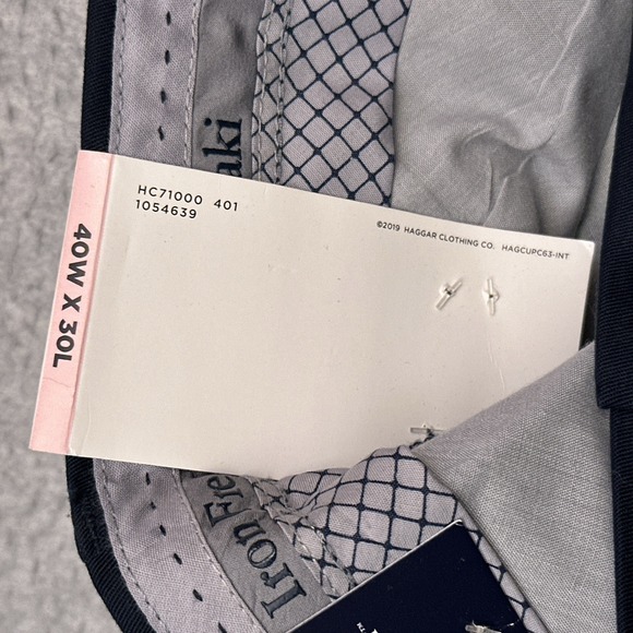 NEW Haggar Iron Free Premium Khaki Mens 40x30 Navy Blue Straight Fit Flat Front - Picture 6 of 9